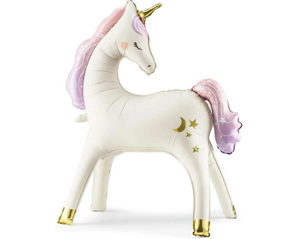 Partydeco Folienballon stehender Einhorn farbig, 95 x 86 cm