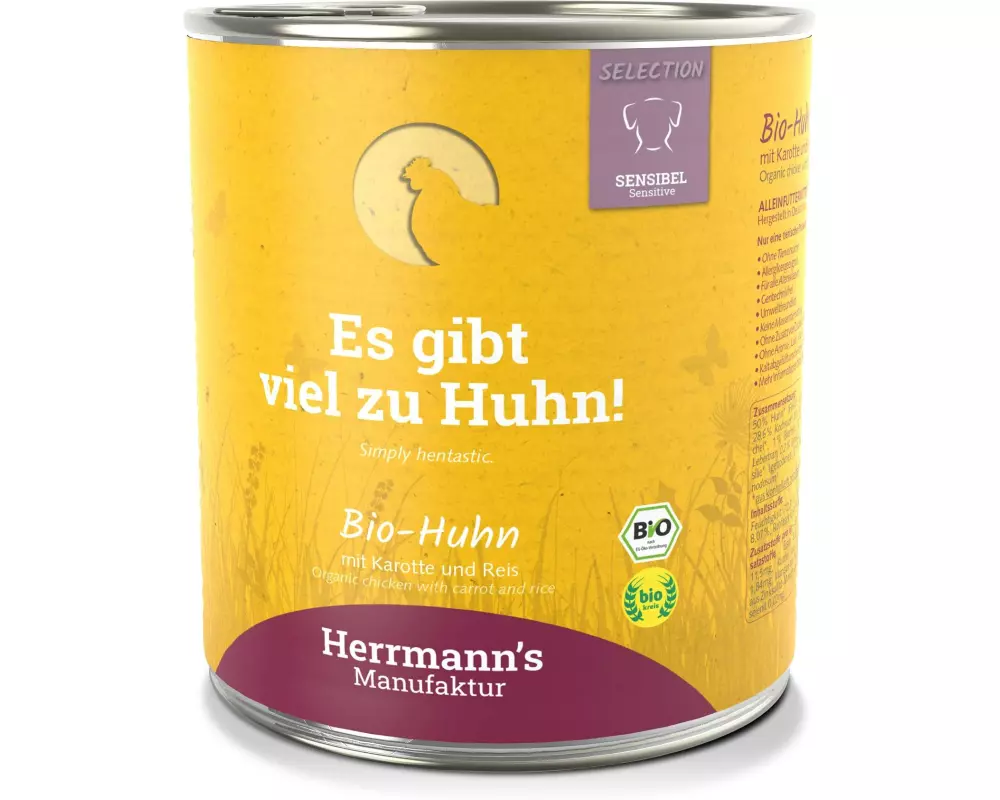 Herrmann's Nassfutter Bio Huhn mit Karotte und Reis 800 g
