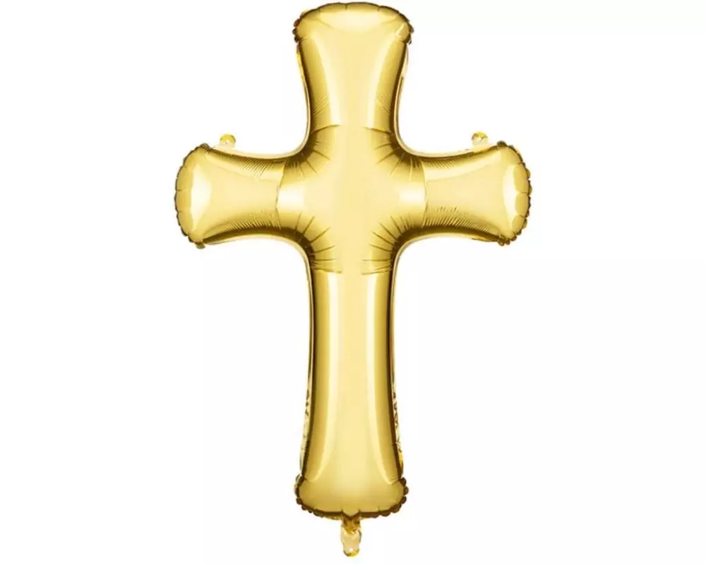 Partydeco Folienballon Kreuz Gold, 103.5 x 74.5 cm