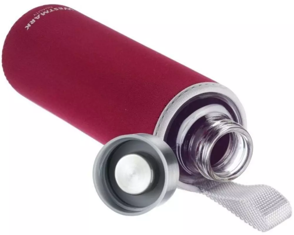Westmark Trinkflasche Viva aus Glas 550 ml, Rot