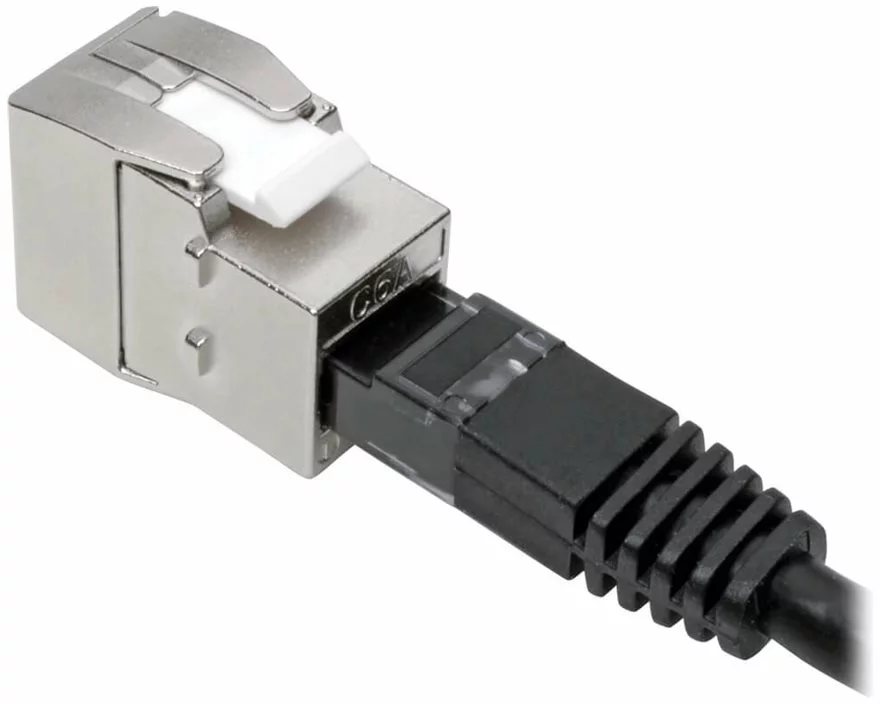EATON TRIPPLITE Keystone, Jack, Cat6a/Cat6/Cat5e, RJ45, Shielded, Dust, Cap, Toolless, PoE/PoE+, Compliant, TAA