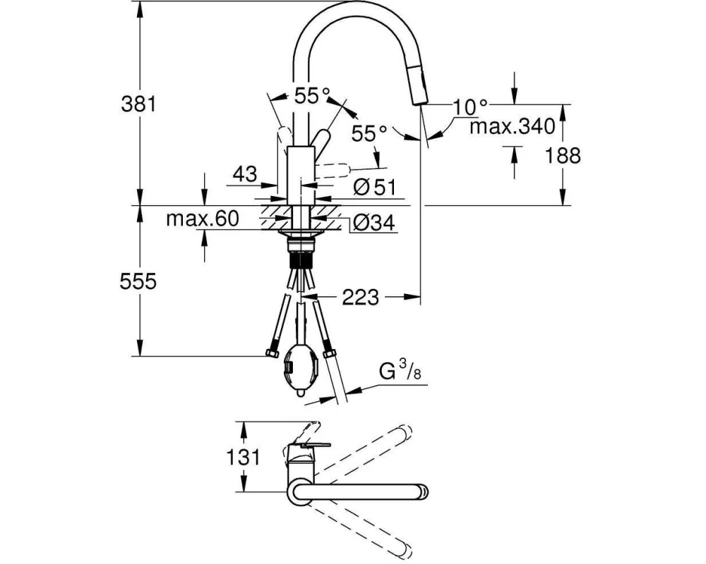 GROHE Get 314842431 mattschwarz, ausziehbare Brause