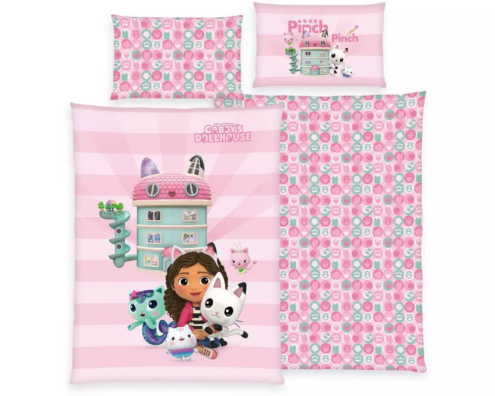 Herding Kinderbettwäsche Gabbys Dollhouse 160 x 210 cm + 65 x 100 cm