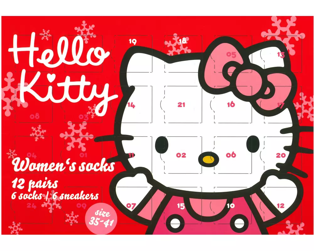Dreams and Fantasy Adventskalender Socken Hello Kitty, Grösse 35-41, 12 Paare