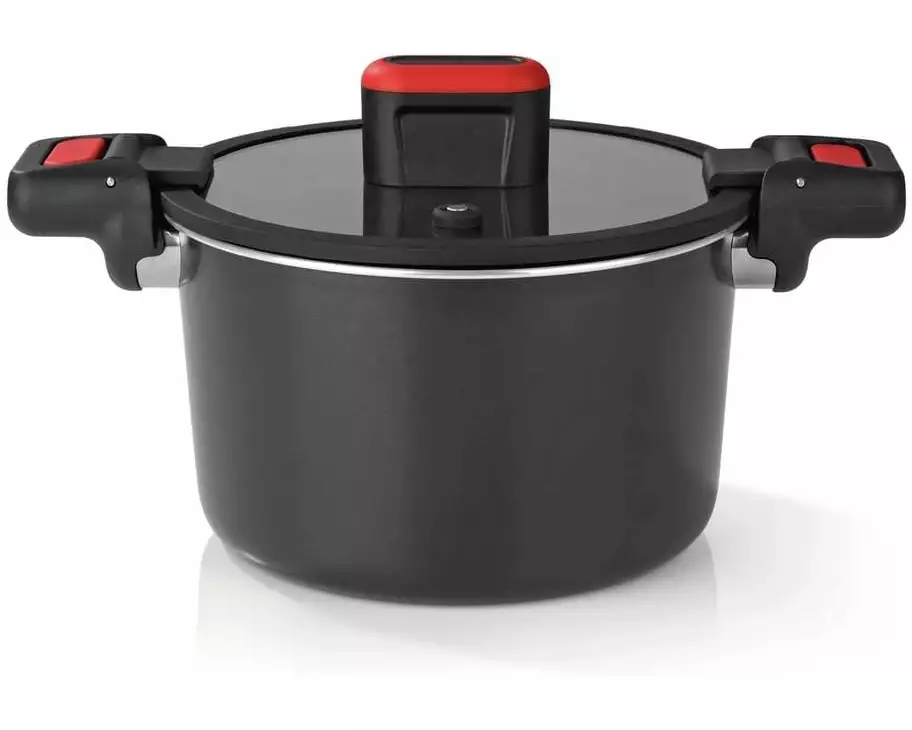 GOURMETmaxx Kochtopf GOURMETmaxx, Aluminiumguss, Schwarz / Rot, 5.8 l
