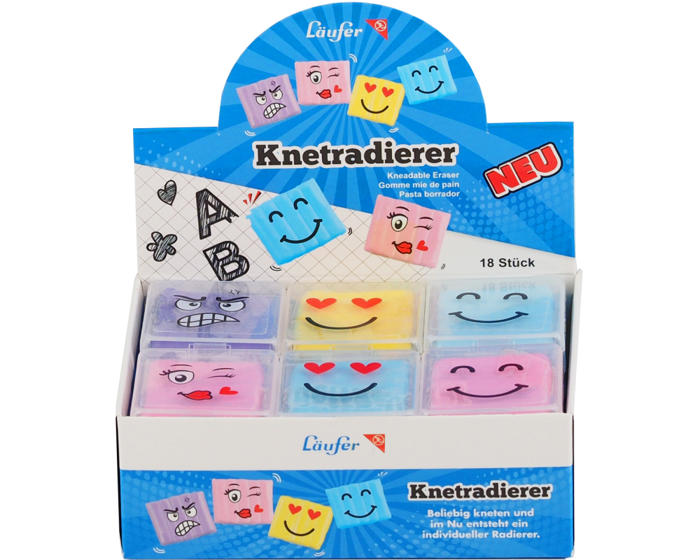 LÄUFER Knetgummi Smiley 12417 farbig ass.