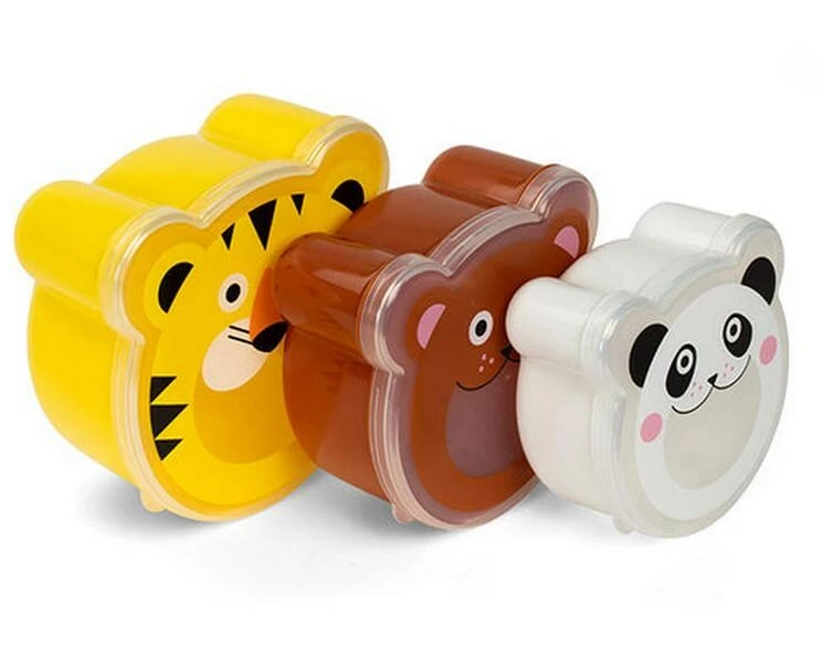 Kikkerland Snackbox Tiere 3 Stück, Mehrfarbig