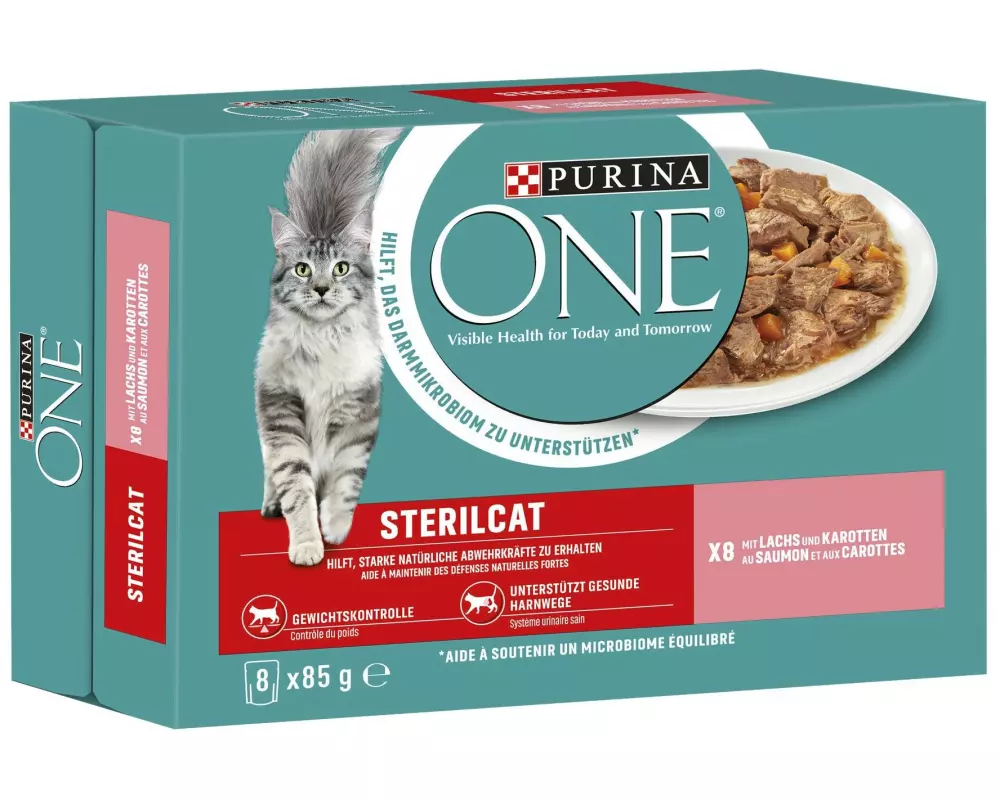 Purina ONE Nassfutter STERILCAT in Sauce Lachs/Karotten, 8 x 85g