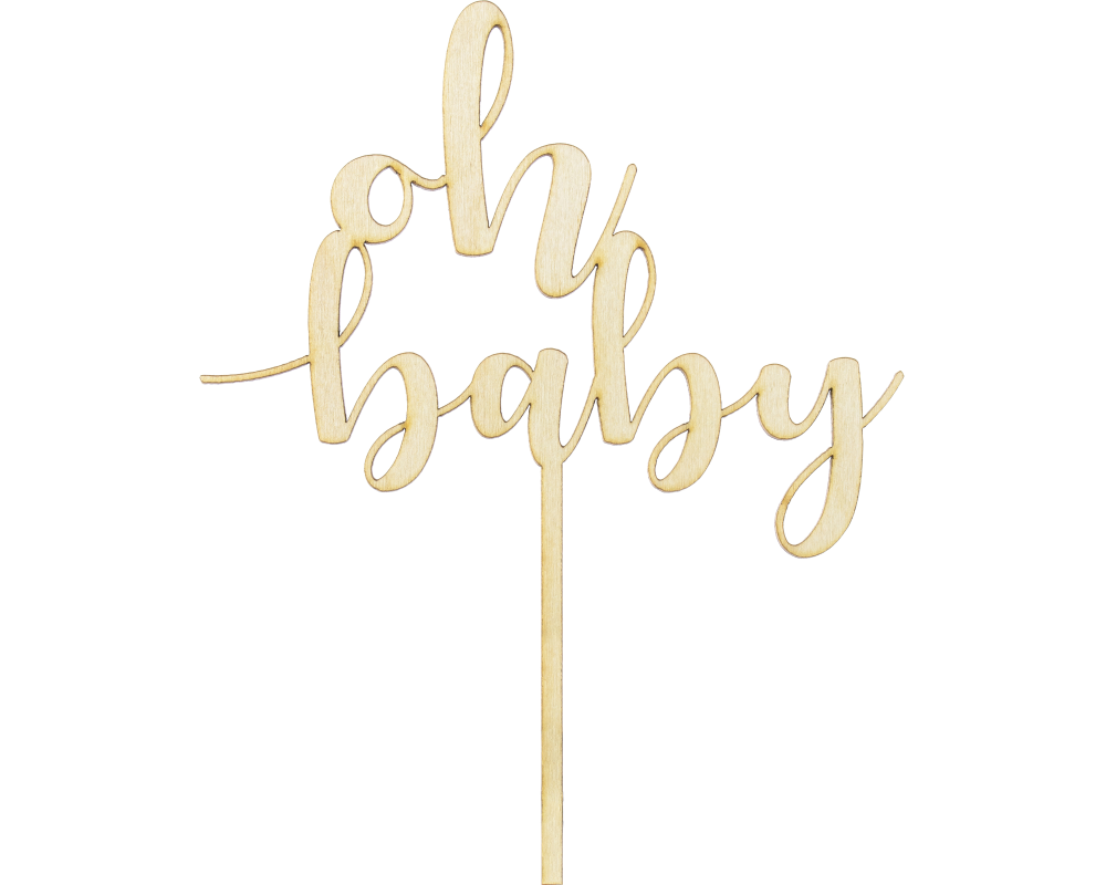 PARTYDECO Caketopper 17cm KPT51-100 Oh baby Holz