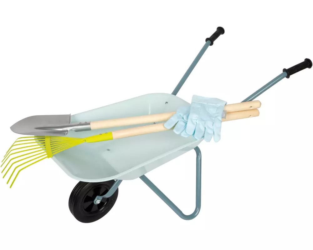 small foot Gartenwerkzeug-Set mit Schubkarre Hellblau
