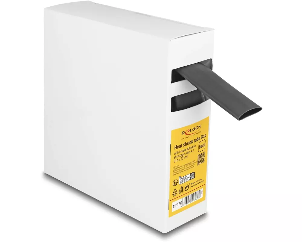 Delock Schrumpfschlauch Box mit Innenkleber 5 m x 20 mm Schwarz