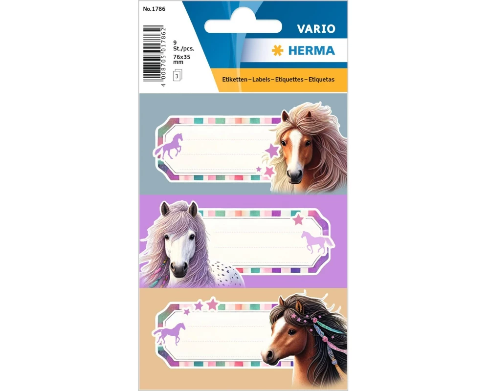 Herma Stickers Schuletiketten Pferdewelt 3 Blatt je 3 Etiketten