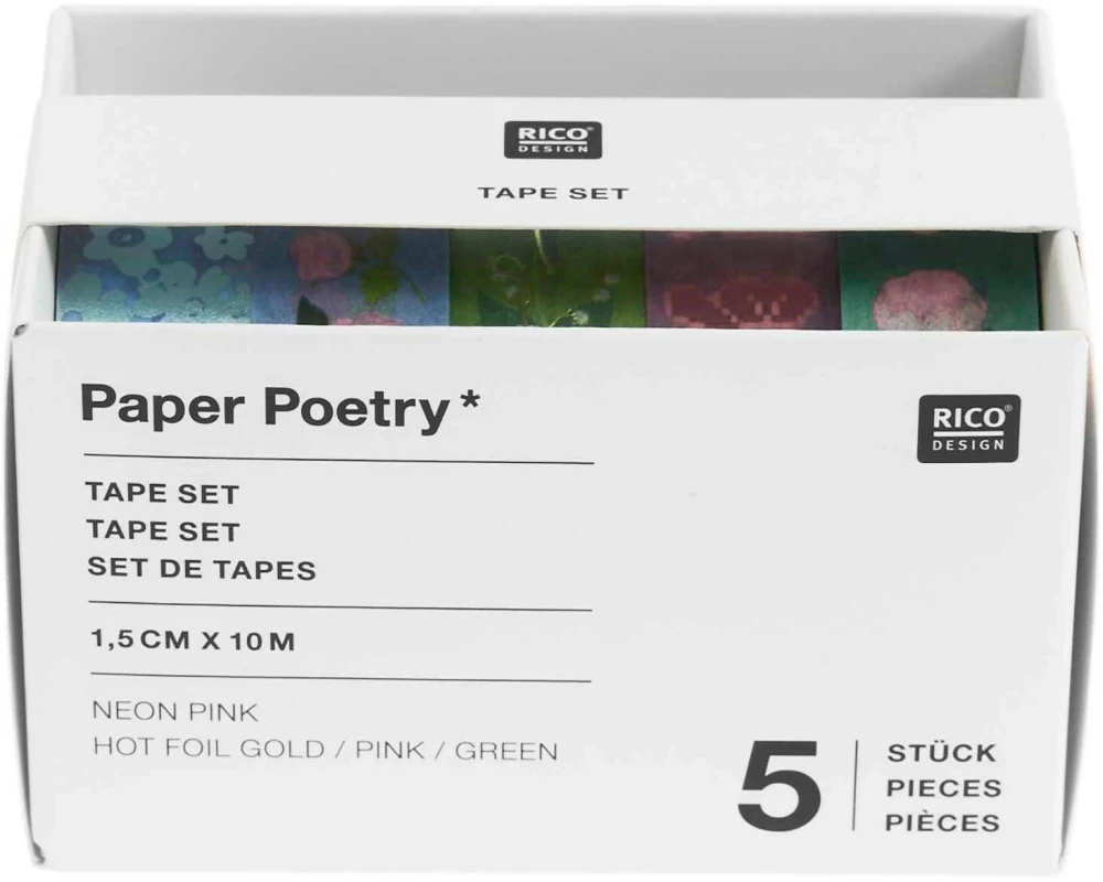 Rico Design Washi Tape La Vie En Rose 5 Stück, Blau/Grün, 10 m