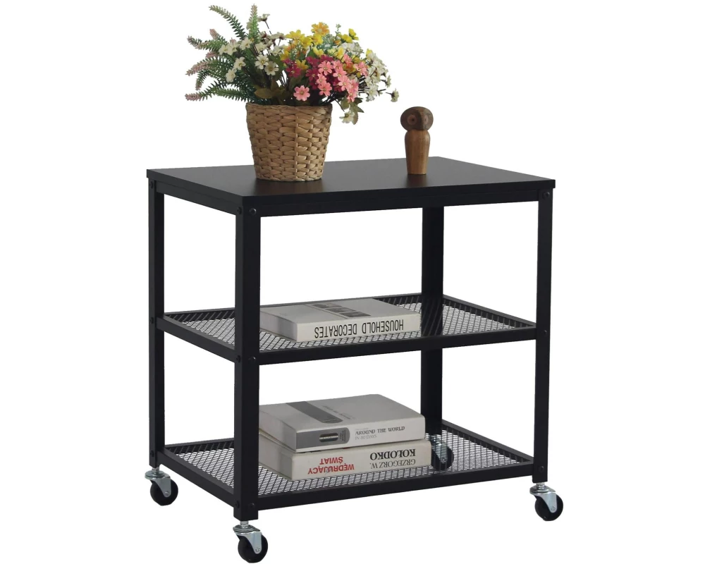 relaxdays Küchenwagen 61 x 60 x 40 cm Schwarz