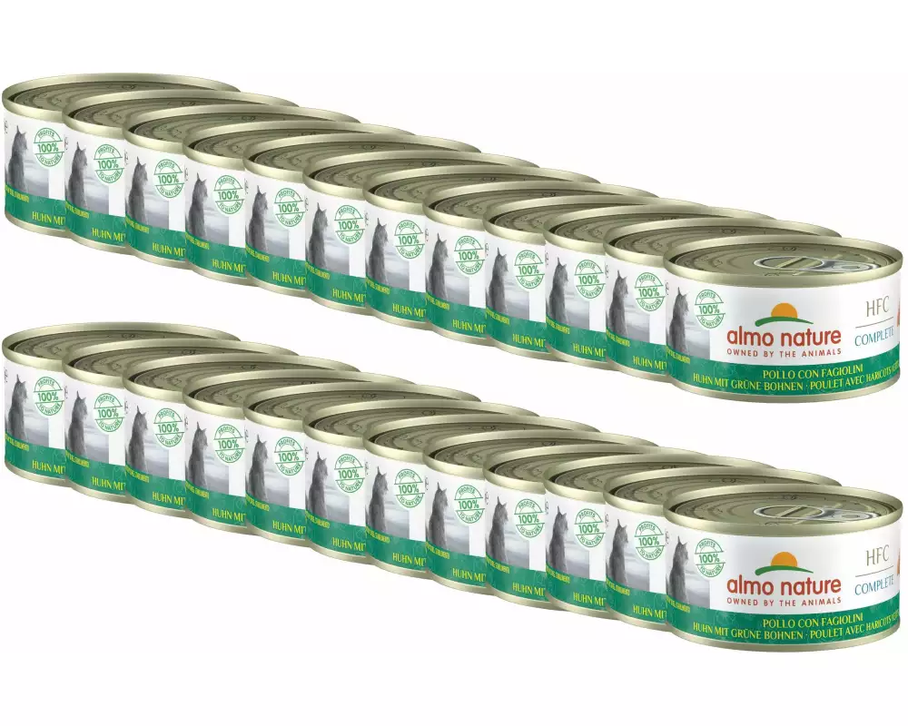 Almo Nature Nassfutter HFC Complete Huhn mit Grünen Bohnen, 24 x 70 g