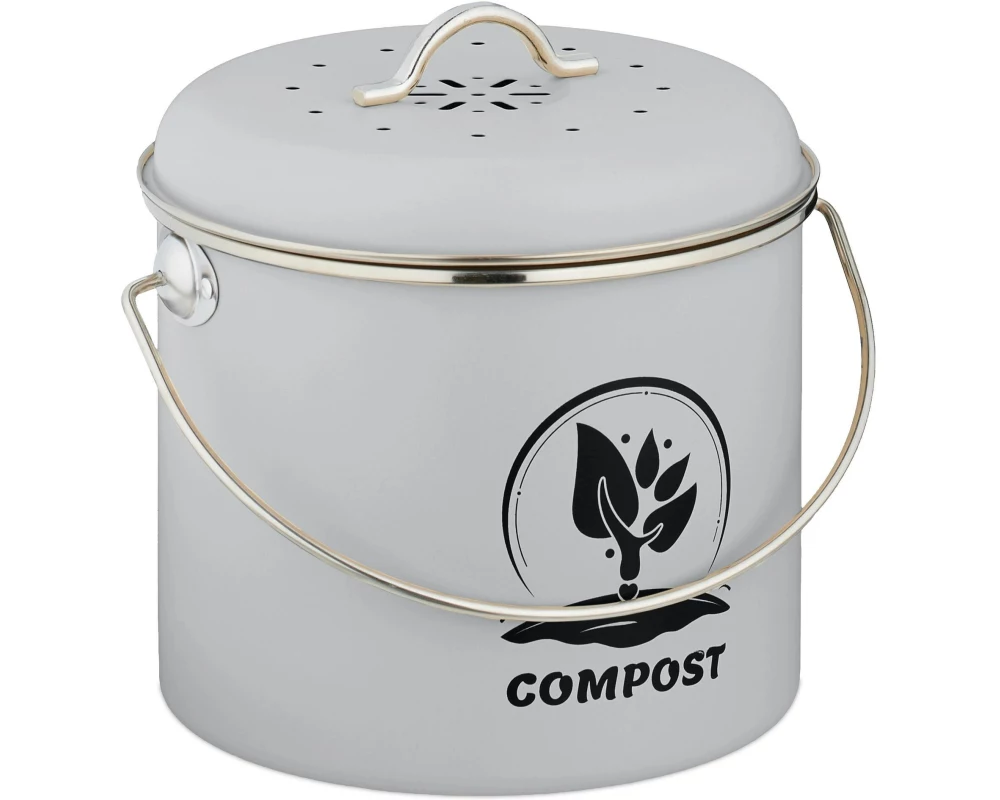 relaxdays Komposteimer 3.5 l, Grau/Silber