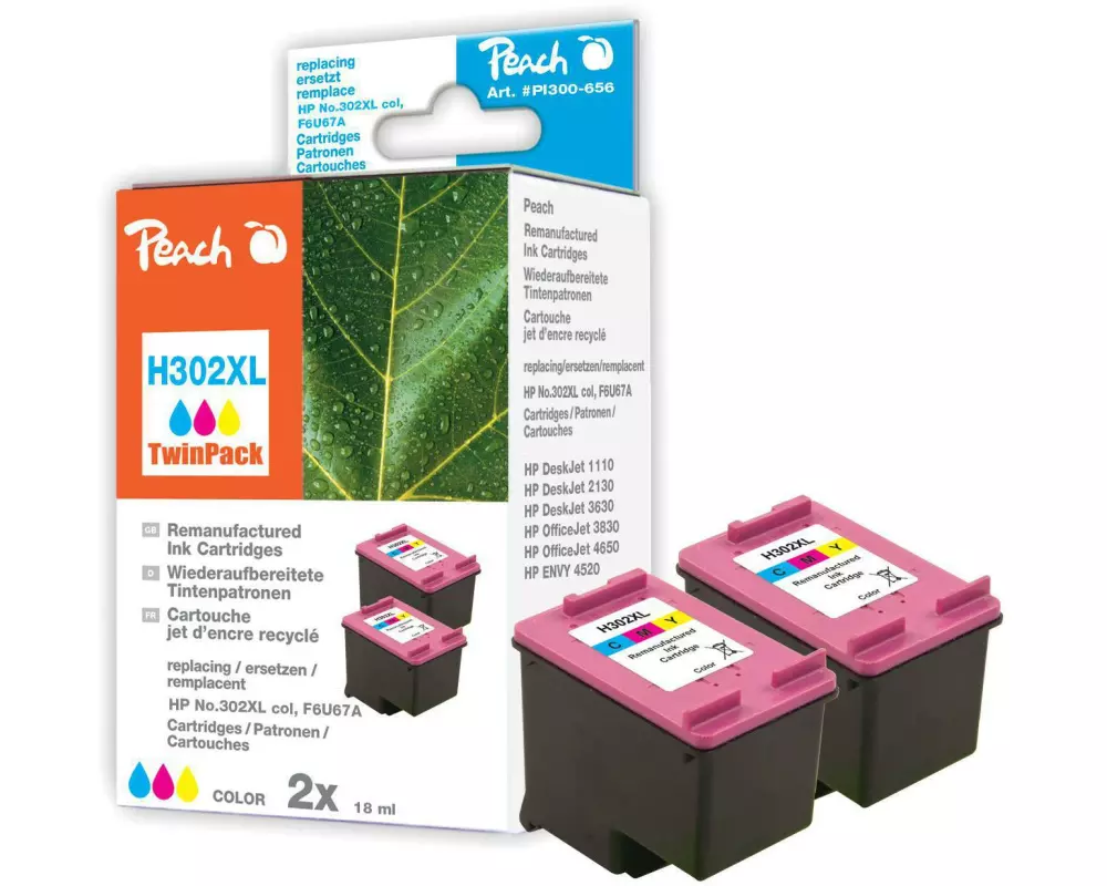 Peach Tintenset HP Nr. 302XL (F6U67A)