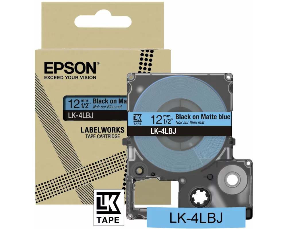 Epson Matte Tape Blue/Black, 12mm, 8m, LK-4LBJ