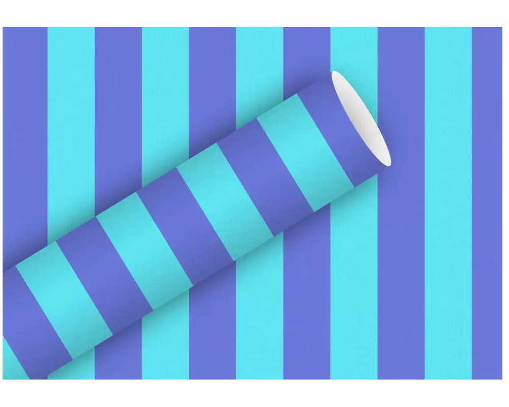 Braun + Company Geschenkpapier Stripes blau, 2 m x 70 cm