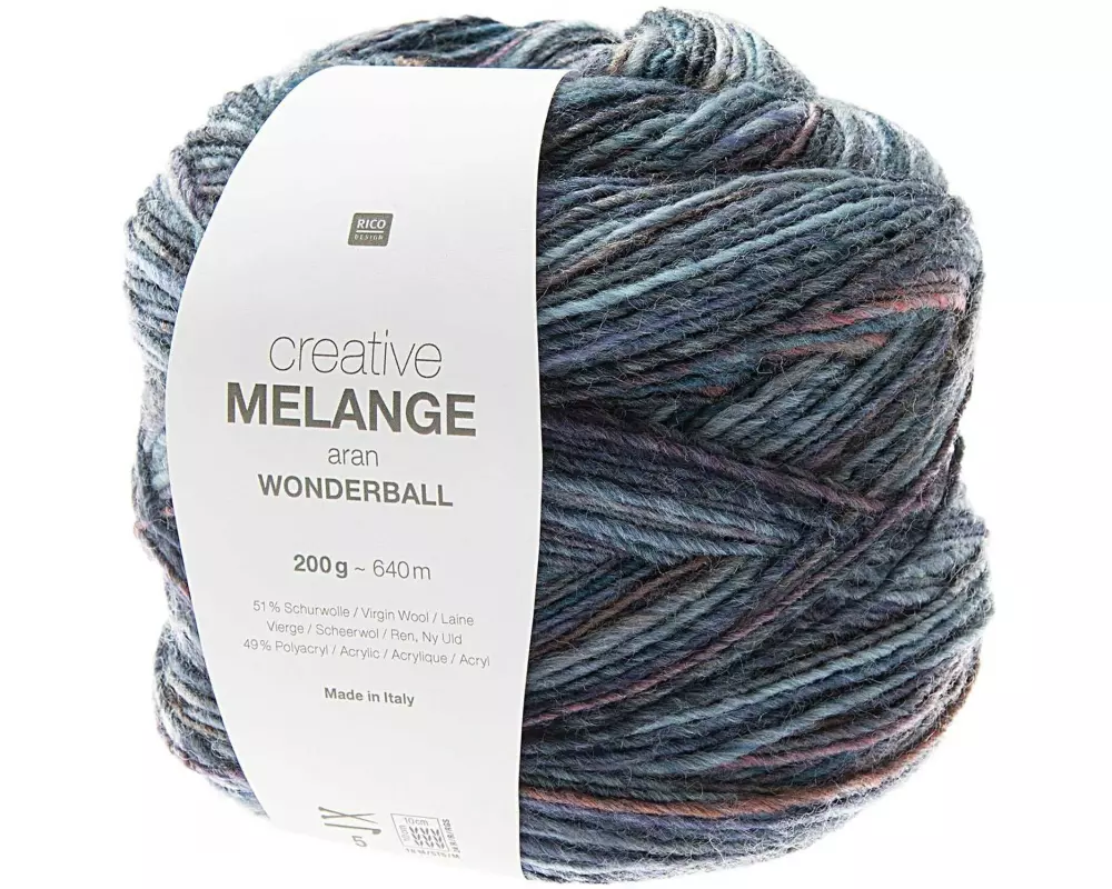 Rico Design Wolle Melange 200 g, Lila, Petrol