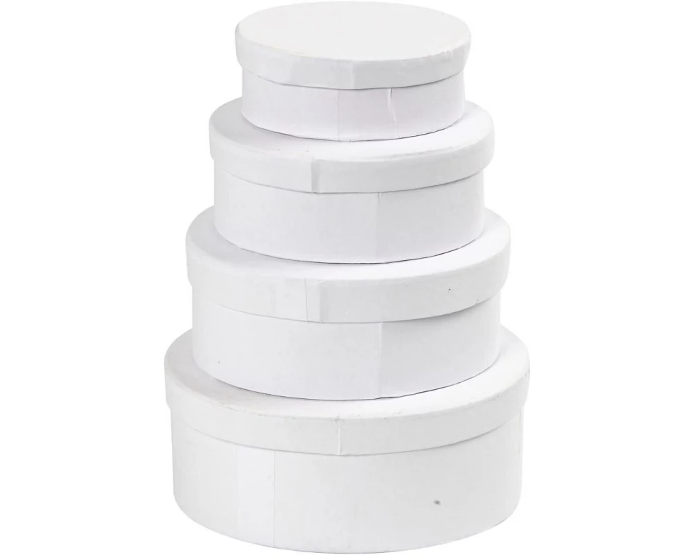 Creativ Company Papp-Schachtel oval 4 Stück, Weiss