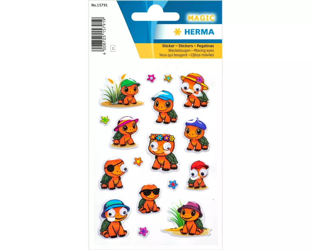 Herma Stickers Motivsticker Schildkröten Wackelaugen 1 Blatt / 17 Sticker