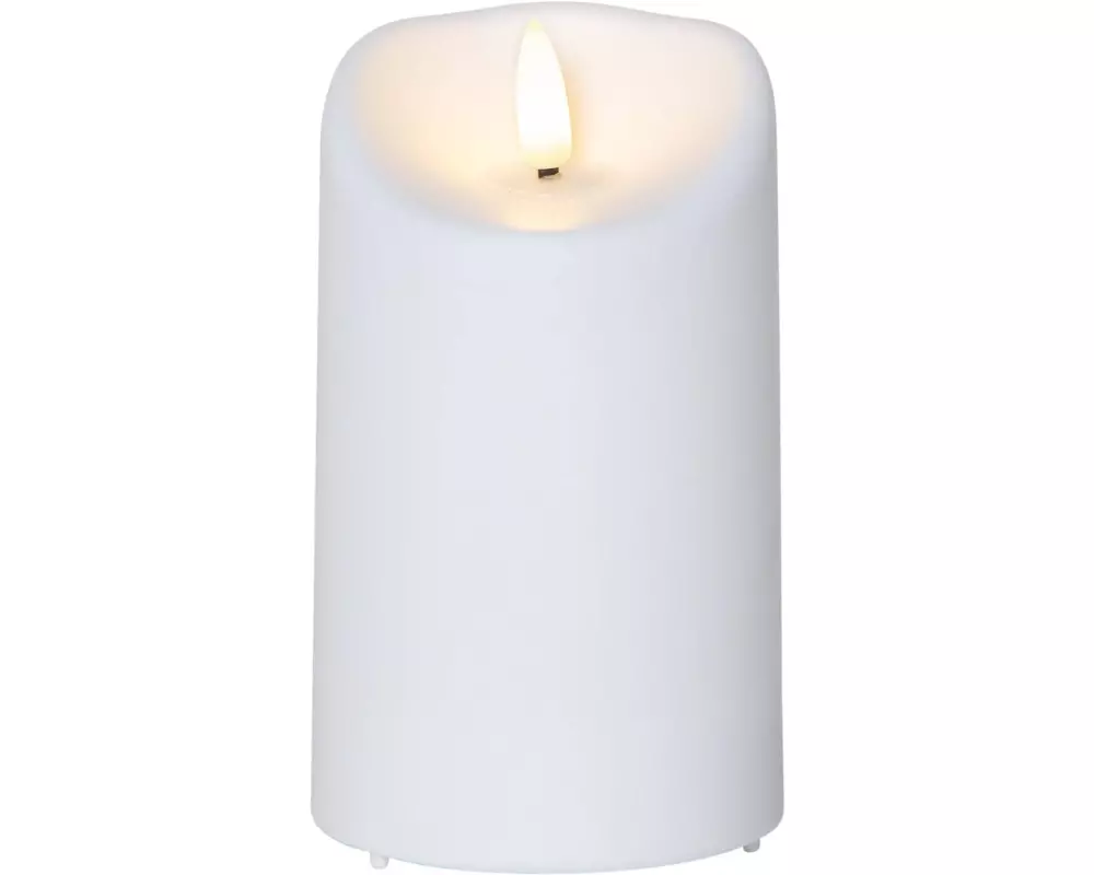 Star Trading LED-Kerze Pillar Flamme Ø 7.5 x 13 cm, Weiss