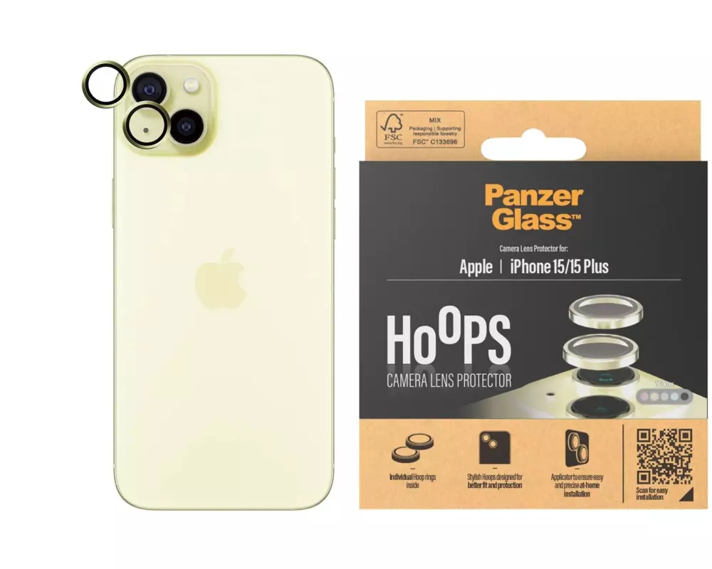 Panzerglass Lens Protector Rings HOOPS iPhone 15 / 15 Plus Gelb
