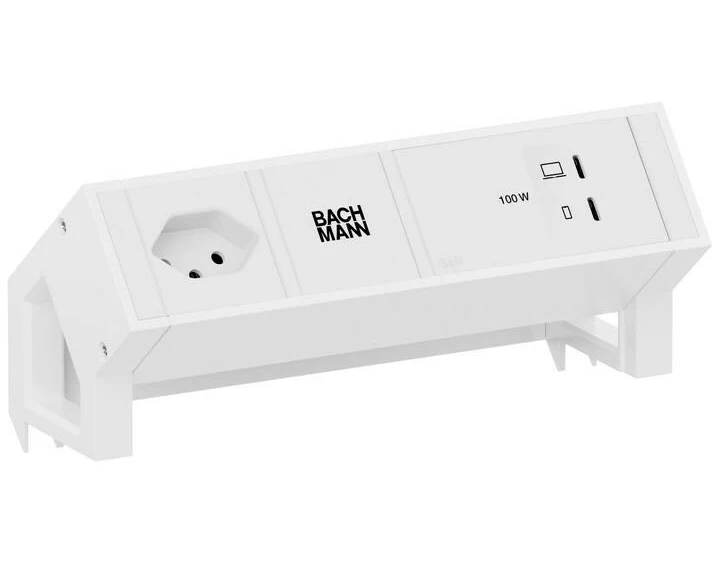 Bachmann Tischsteckdosenleiste DESK2 1xT13 1xUSB C/C 100W 0.2m weiss