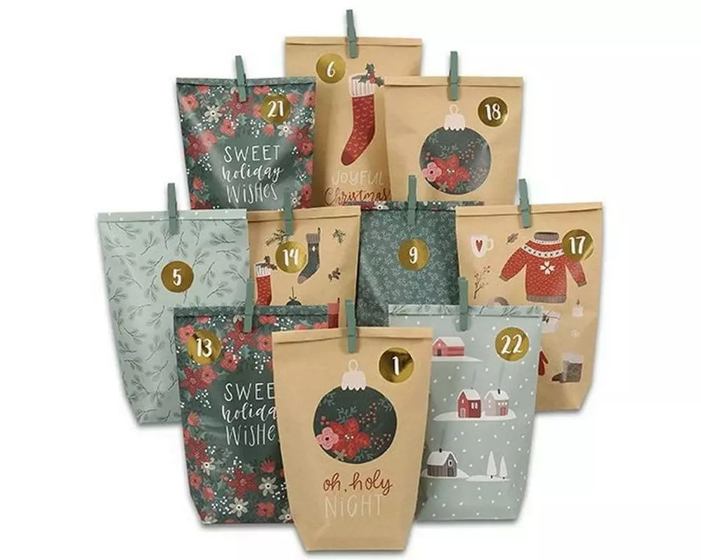 G. Wurm Adventskalender Tüten 72 Stück, Bunt