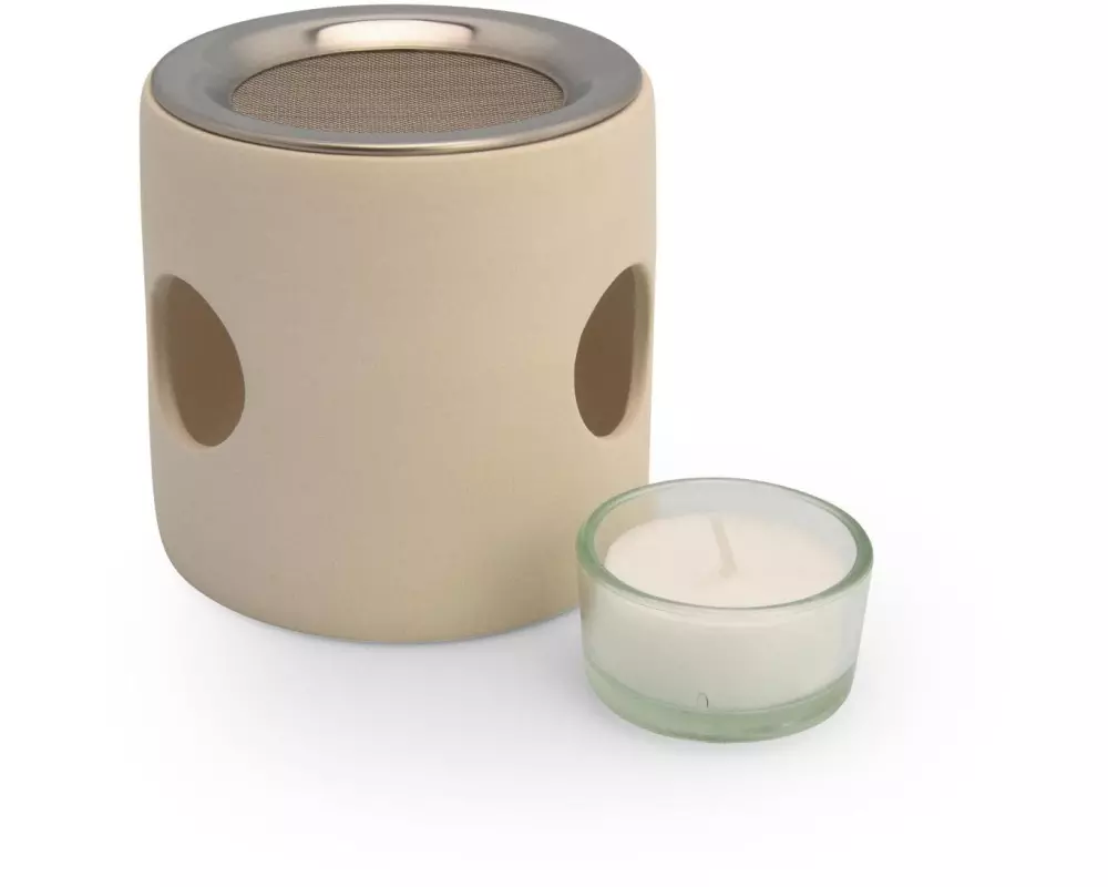 Farfalla Stövchen Zylinder beige mit Sieb 8 cm