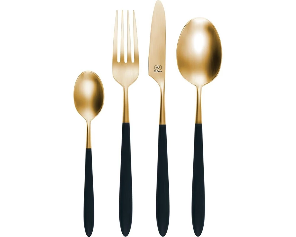 Sola Besteck-Set Gaya Exeter, Gold / Schwarz matt, 24-teilig