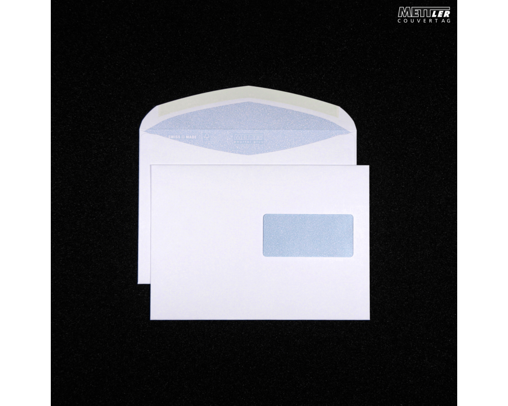 METTLER Couvert, Fenster rechts C5 8074-LASER gummiert, ultraweiss 500 Stück