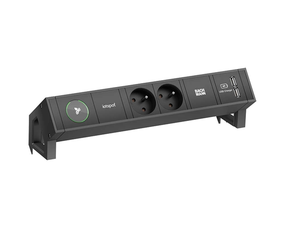 BACHMANN DESK2 1xiotspot 2xUTE 1xUSB Charger 0,2m GST18, RAL9005