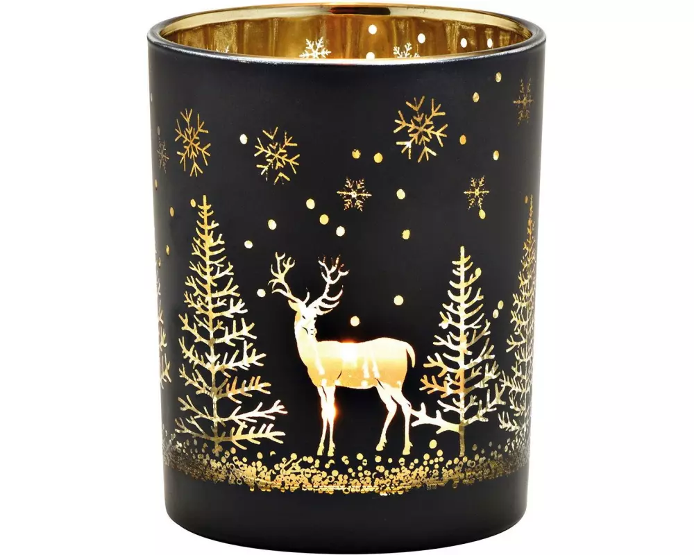 G. Wurm Weihnachtswindlicht Winterwald 12 cm