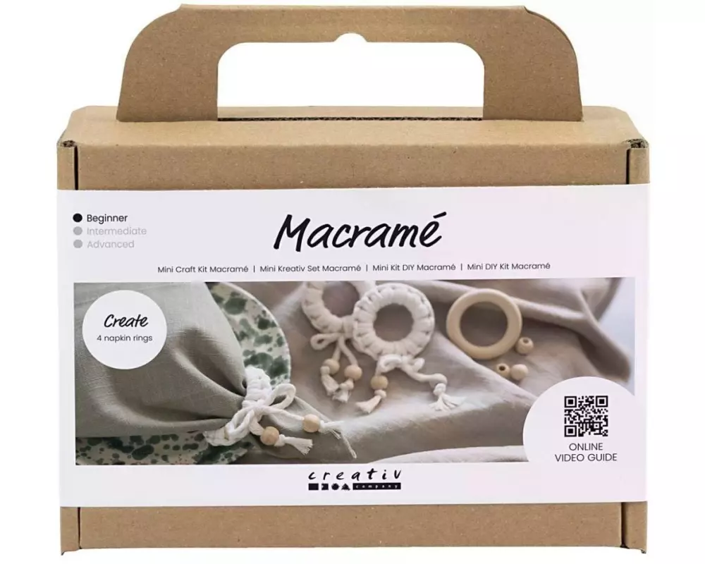 Creativ Company Bastelset Macramé Serviettenring Creme