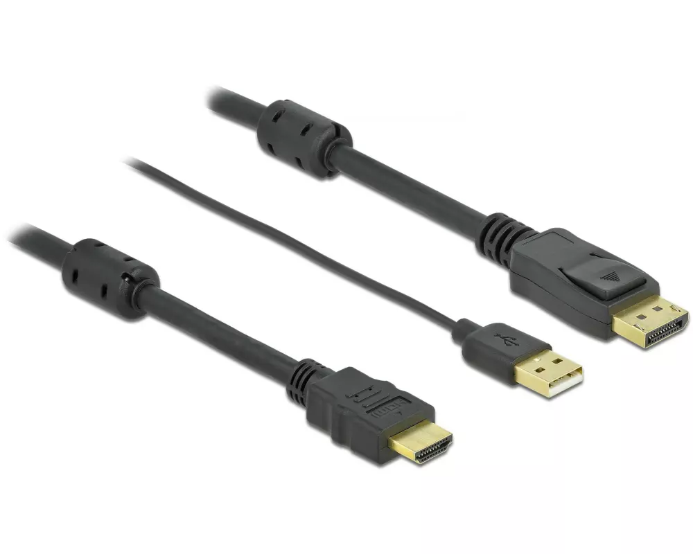 Delock Kabel HDMI – Displayport, USB 2.0/HDMI - DisplayPort, 10 m