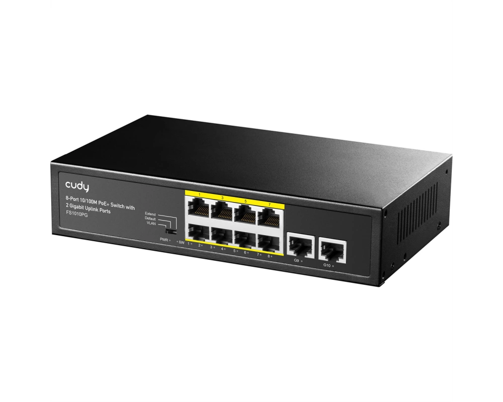 CUDY FS1010PG 8-Port 10/100M PoE+ Switch 2 Gigabit Uplink Ports 120W