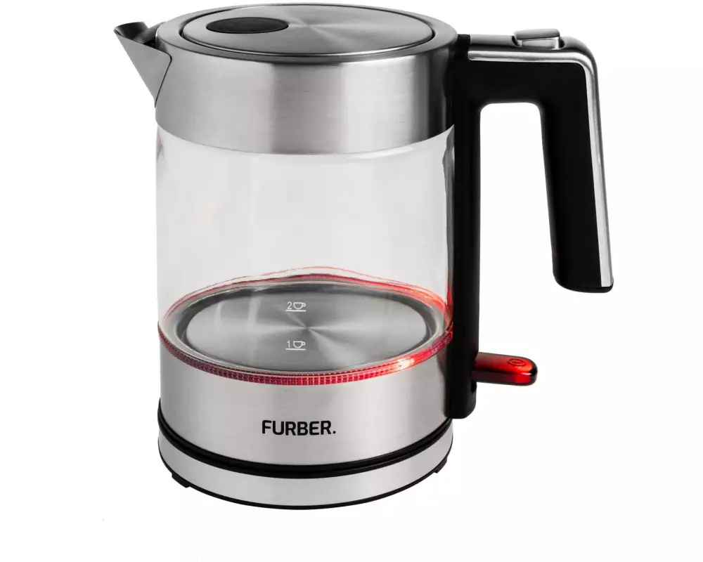 FURBER Wasserkocher Vetro 1 l, Silber/Transparent