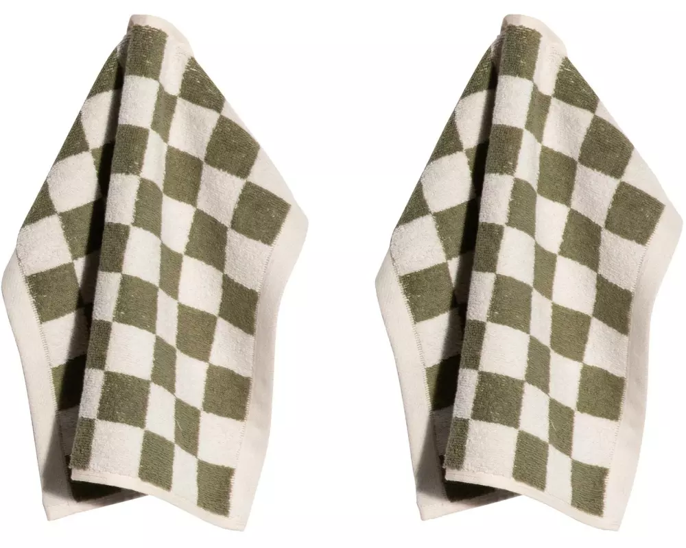 pad Waschlappen Chess 2er Set, 30 x 30 cm, Olive