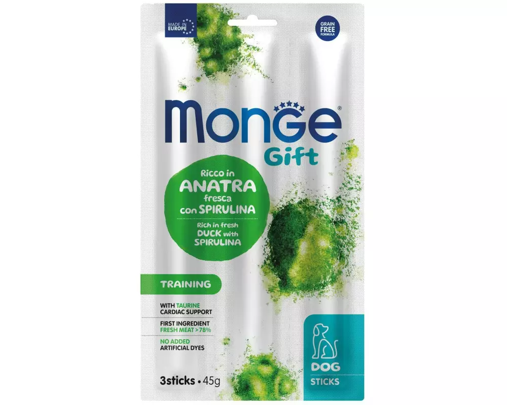 Monge Leckerli Sticks Duck & Spiruline, 45 g