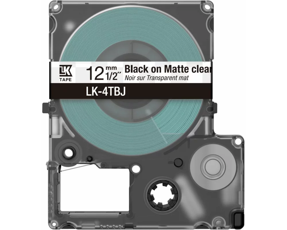 Epson Matte Tape Clear/Black, 12mm, 8m, LK-4TBJ