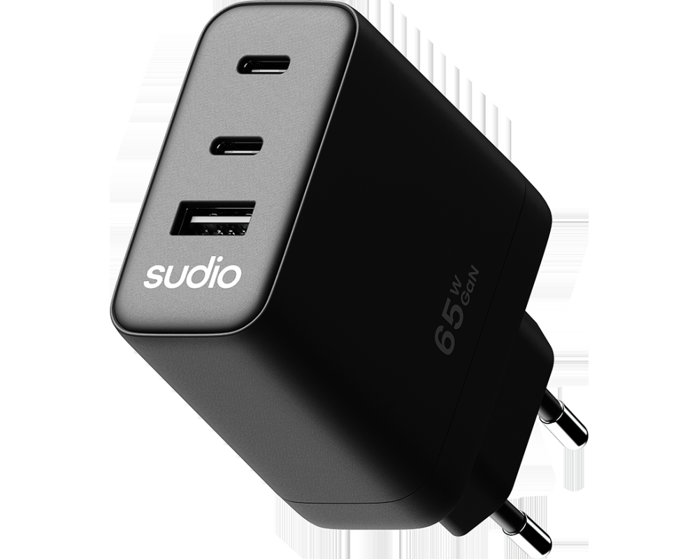 SUDIO USB-C GaN Wall Charger 65W P3EUBLK P3 EU, Black