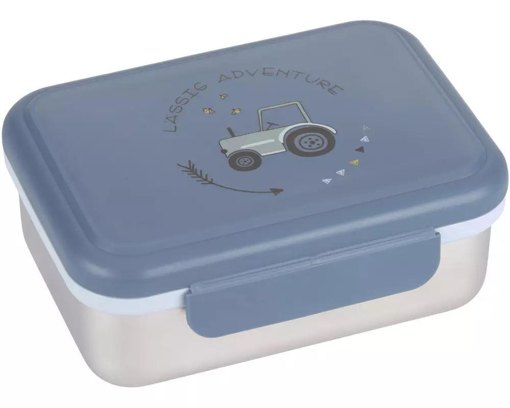 Lässig Lunchbox Edelstahl Traktor Blau/Silber