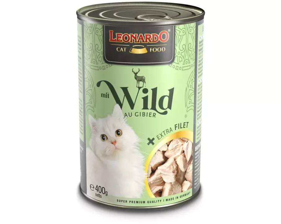 Leonardo Cat Food Nassfutter Wild + Extra Filet, 400 g