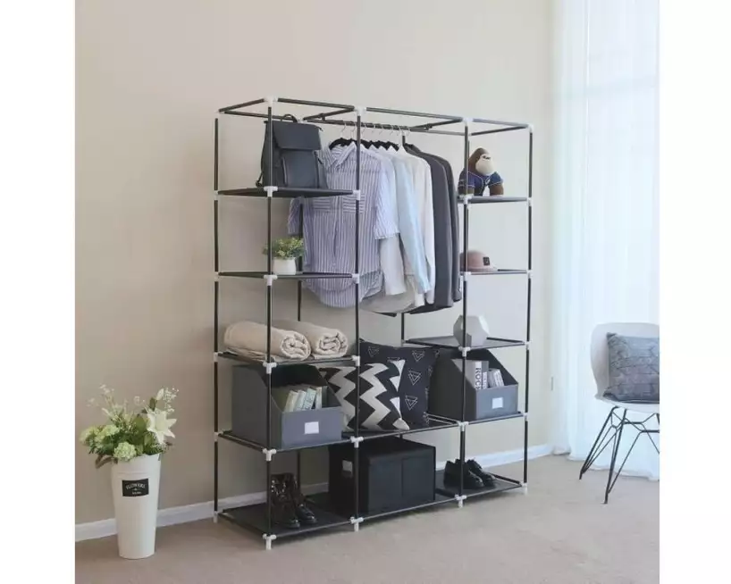 Songmics Regal mit hochrollbaren Türen Schwarz