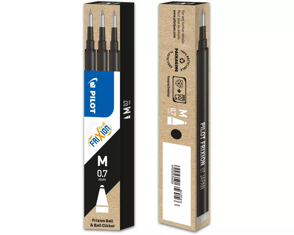 Pilot Patrone Frixion Refill 3 Stück, Schwarz, 0.7 mm