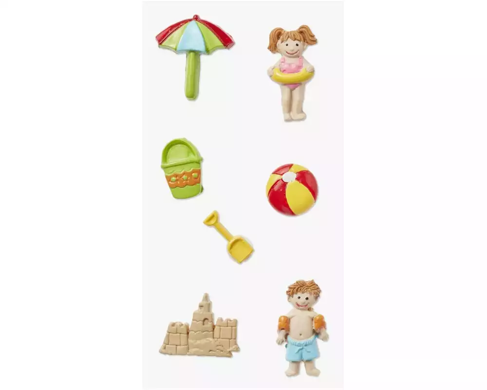 HobbyFun 3D-Sticker Beach mit Klebepunkt 7 Stück