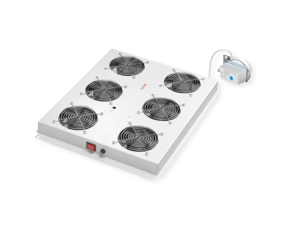 ROLINE 19-Zoll Dachlüftereinheit 6 Lüfter, Thermostat für Serverschrank grau
