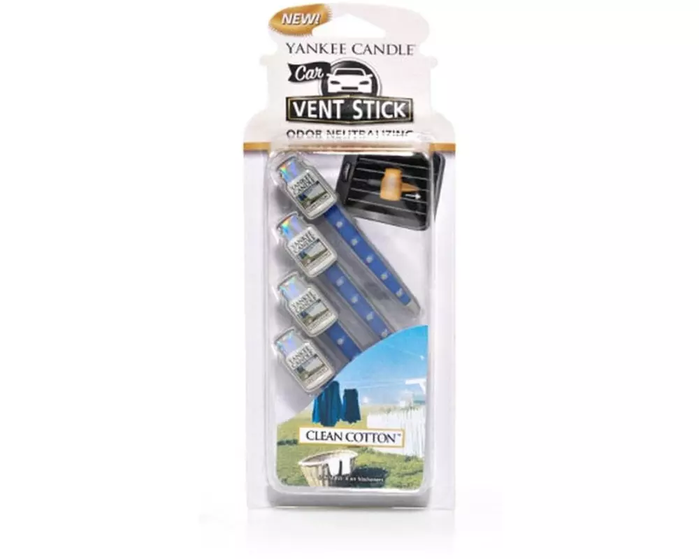 Yankee Candle Auto-Lufterfrischer Vent Stick 4 Stück, Clean Cotton